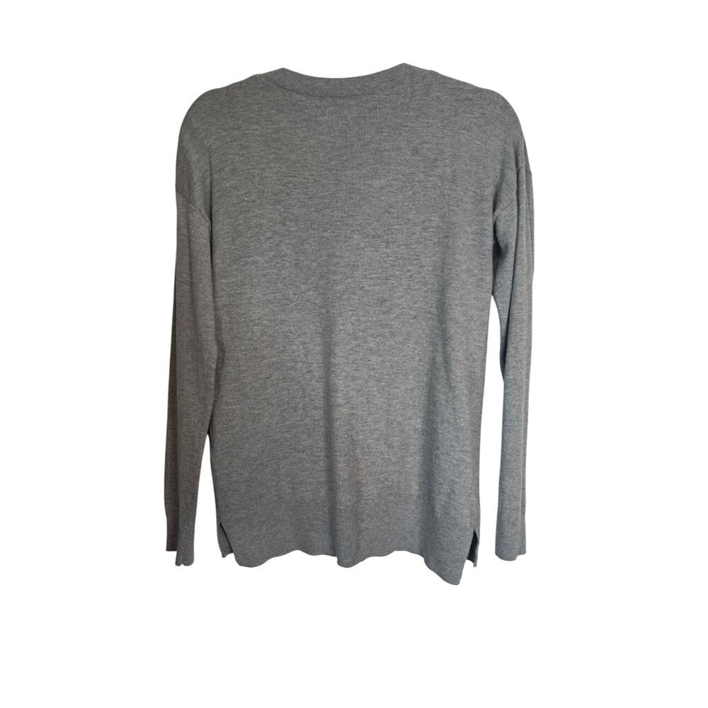 Banana Republic Womens Gray V-Neck Sweater S 55% Cotton 40% Nylon 5% Cashmere - Picture 4 of 13